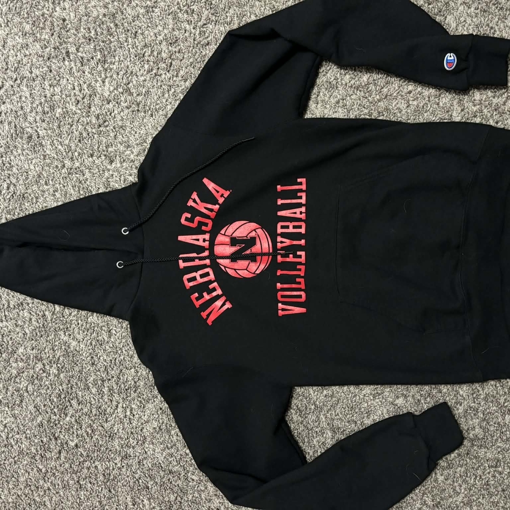 Champion Black Hoodie with Red Print